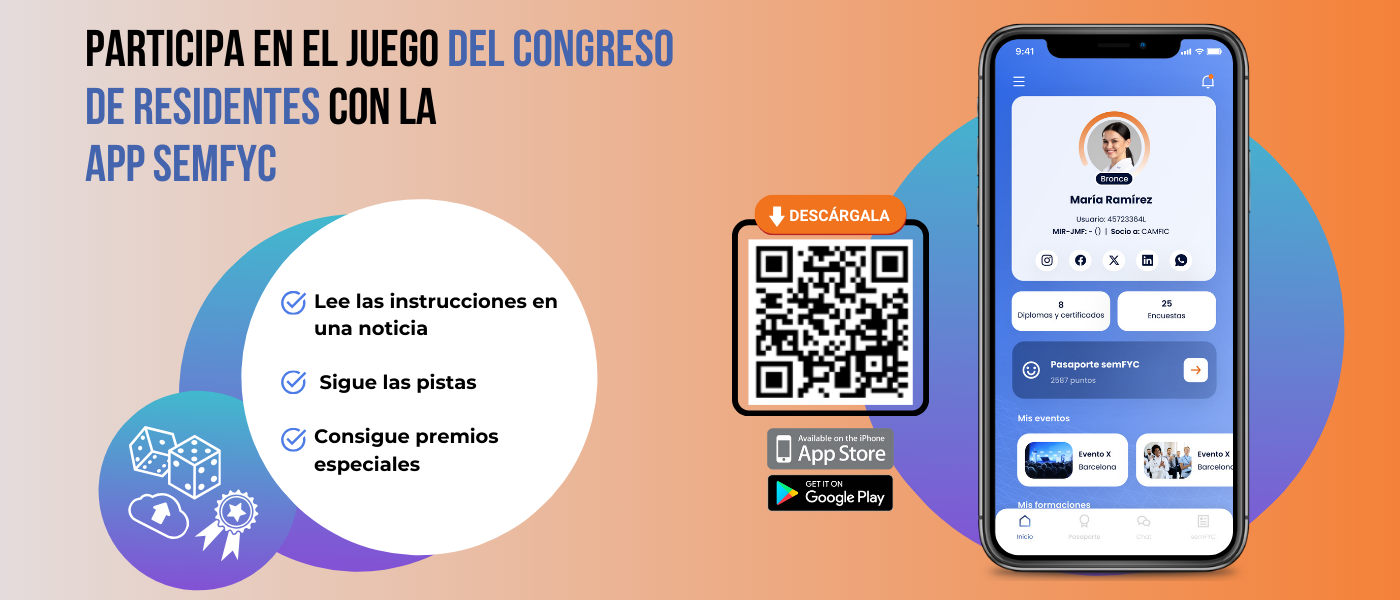 Descubre el juego de pistas de la app de la semFYC y gana fantásticos premios en el Congreso de Residentes, JMF, Tutores y Unidades Docentes