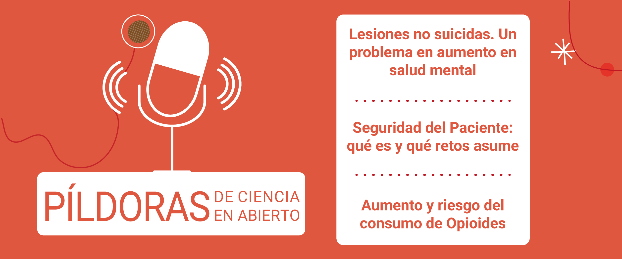 Las Píldoras de Ciencia en Abierto tratan asuntos de gran interés: lesiones no suicidas, seguridad del paciente y consumo de opioides